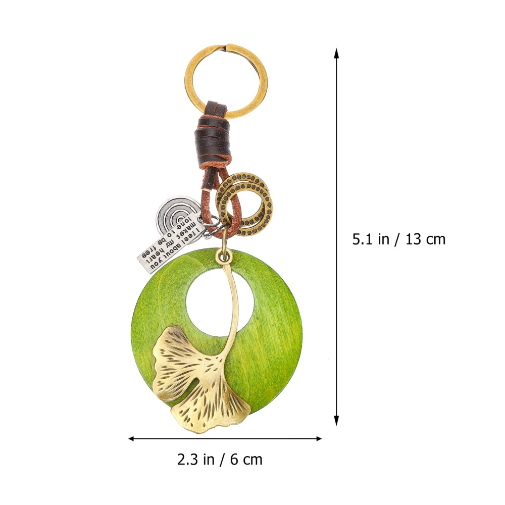 Simple Style Decorative Key Chain Ginkgo Leaf Pattern Key Pendant Vintage Key Ring Ornament