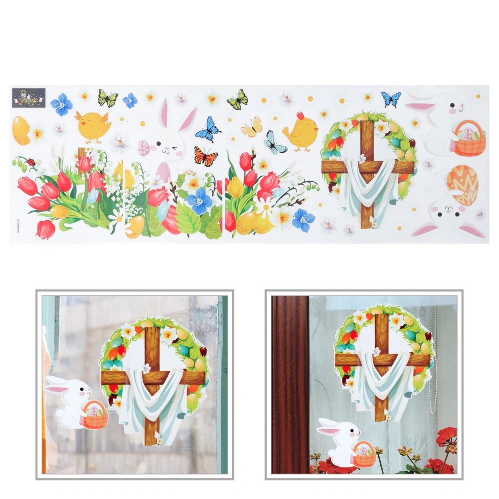 1 Set Easter Windows Clings Easter Bunny Chick Butterflies Flower Decals Stickers