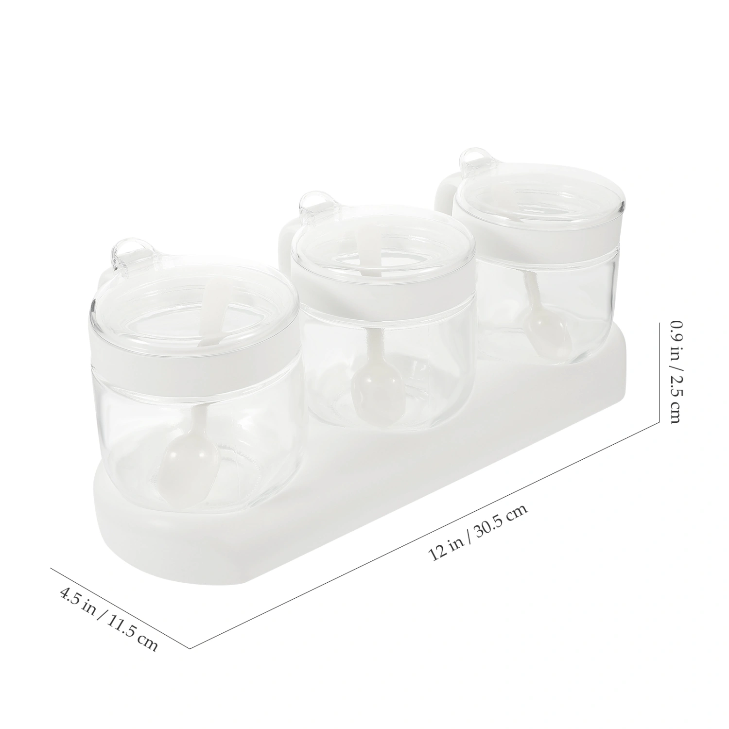 1 Set of Glass Seasoning Jar with Tray Clear Seasoning Container Spice Storage Holder