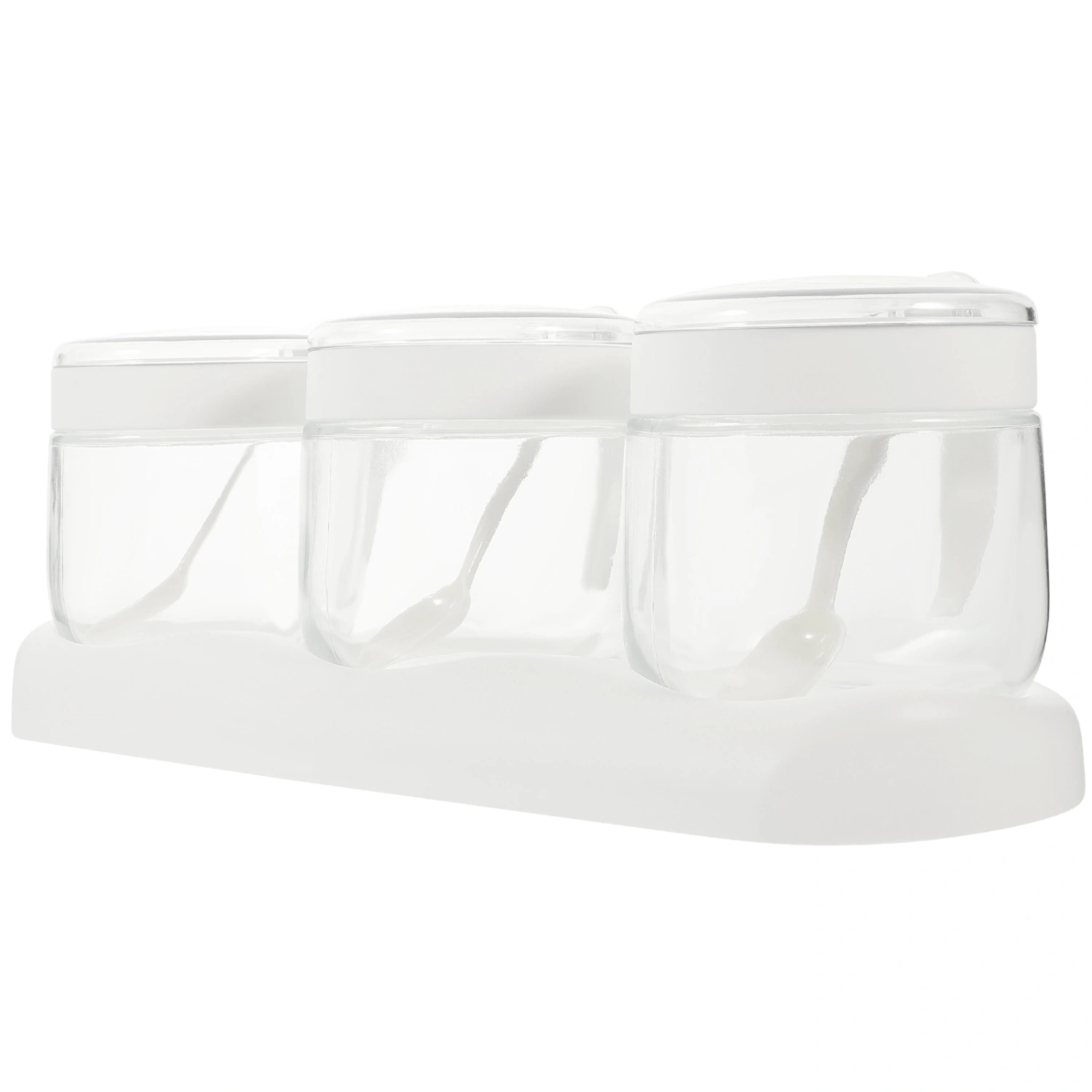 1 Set of Glass Seasoning Jar with Tray Clear Seasoning Container Spice Storage Holder