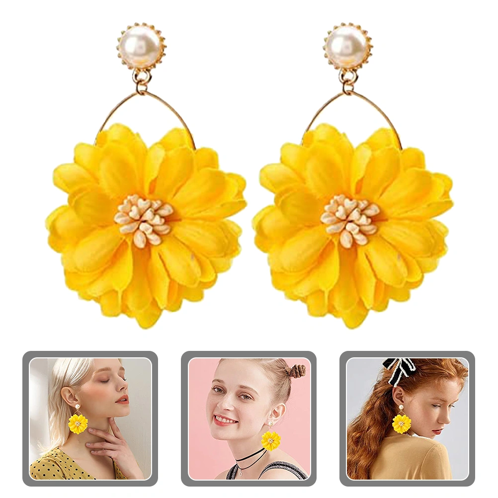 1 Pair Flower Pearl Earrings Dangle Earrings Aesthetic Earrings Statement Earrings