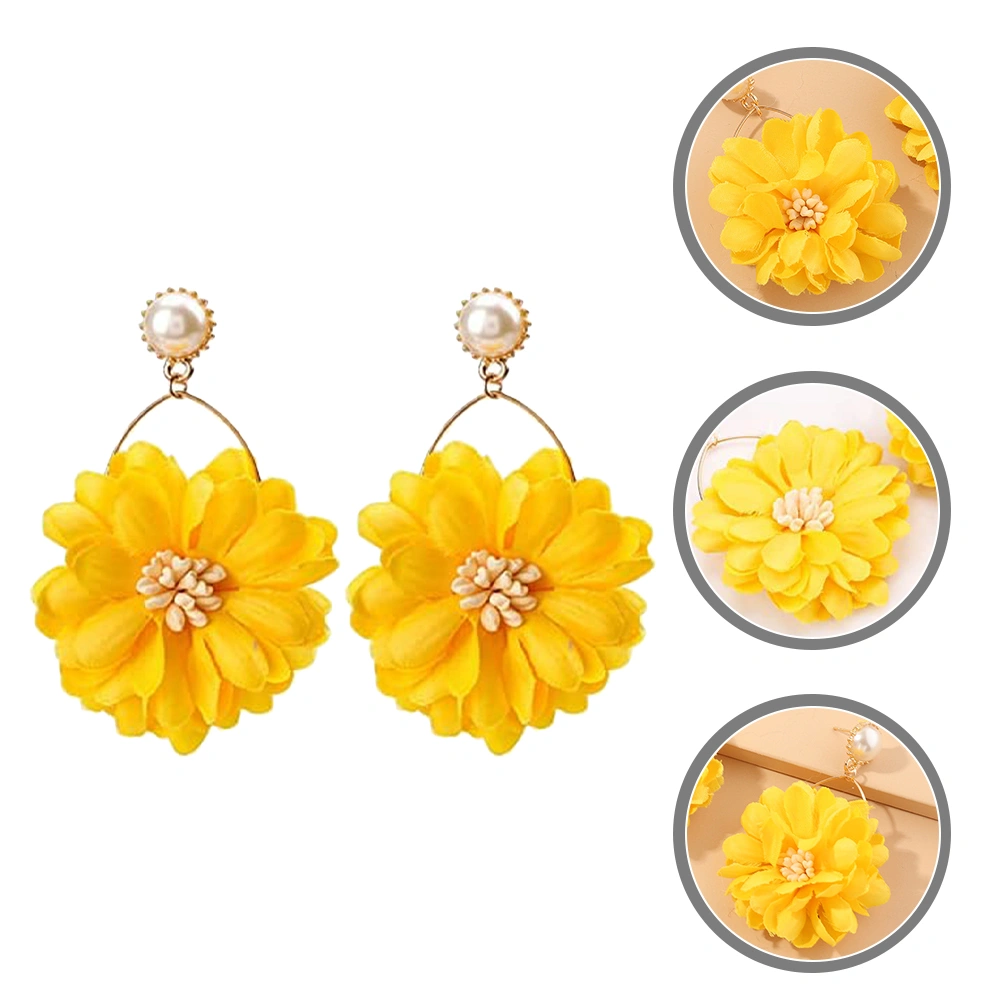 1 Pair Flower Pearl Earrings Dangle Earrings Aesthetic Earrings Statement Earrings
