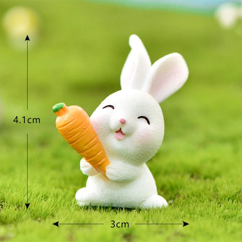 7pcs Adorable Miniature Rabbit Decor Cute Cartoon Bunny Figurine Ornament Microlandscape Layout Supply