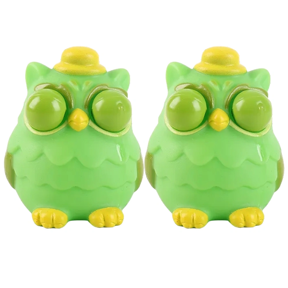 2pcs Owl Squeeze Toy Household Squeeze Toy Colored Owl Fidget Toy Elastic Stretchy Toy