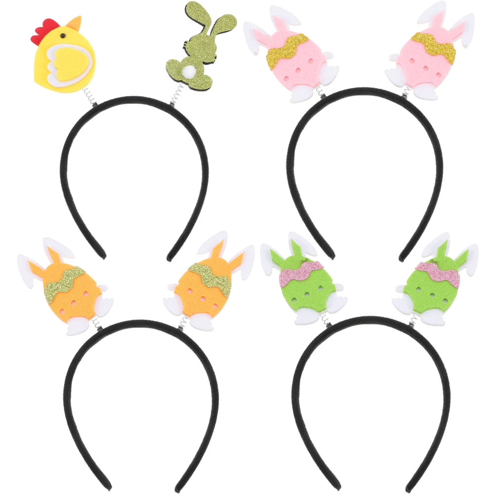 4pcs Easter Themed Party Hairband Cartoon Pattern Hairband Easter Egg Hairband Ornament