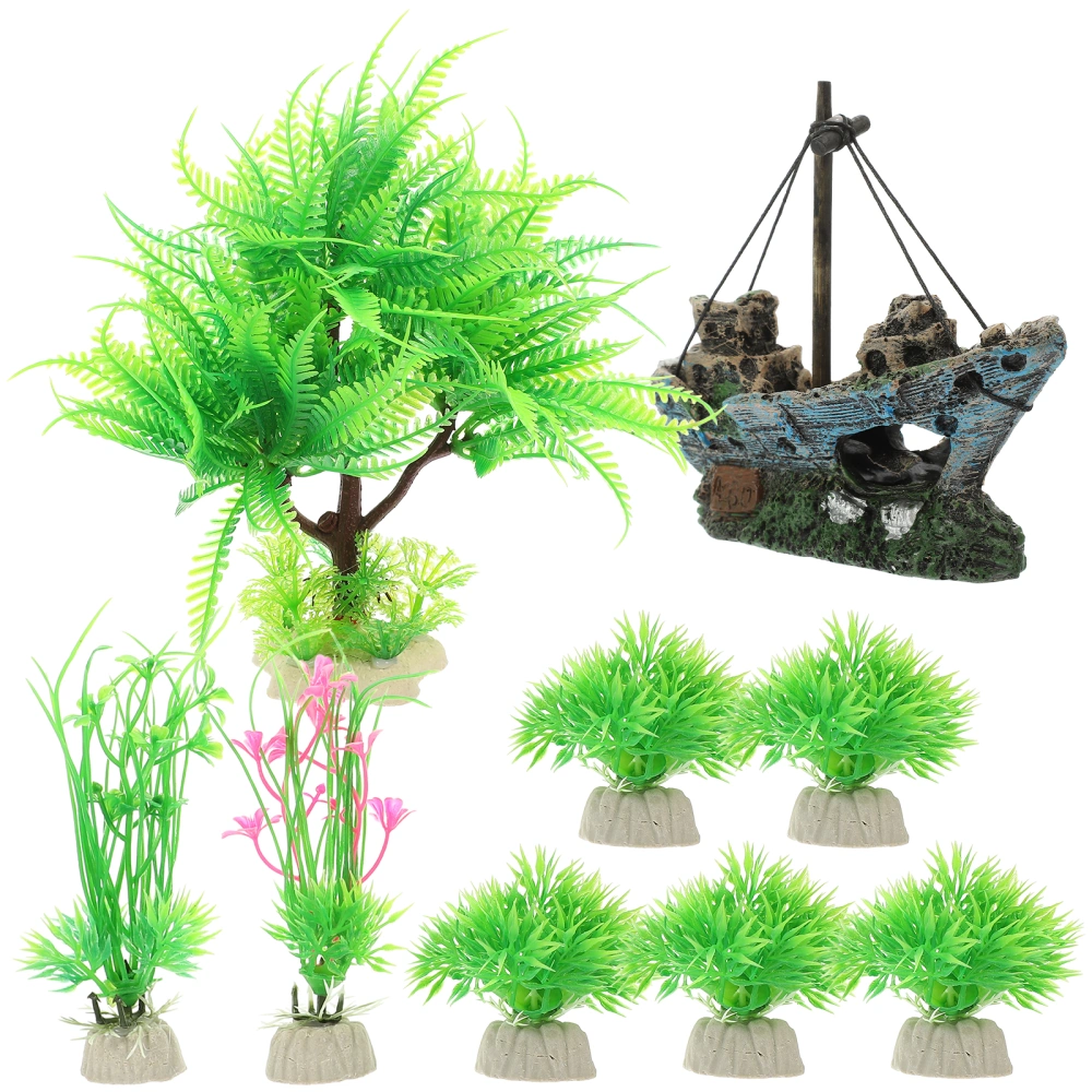 1 Set Decorative Fish Tank Decor Delicate Fake Plant Desktop Aquarium Plant Aquarium Accessory