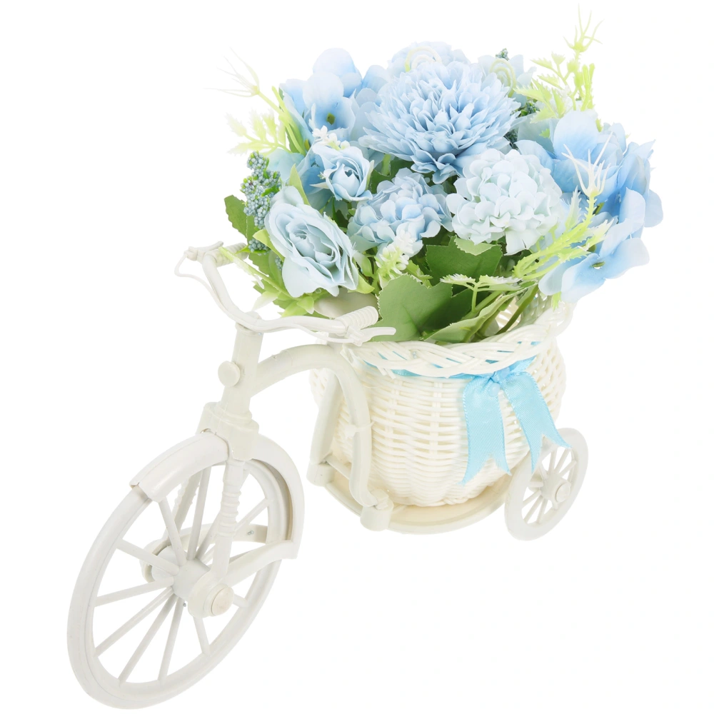 Simulated Flower Ornament with Tricycle Bike Basket Fake Flower Fake Flower For Decor