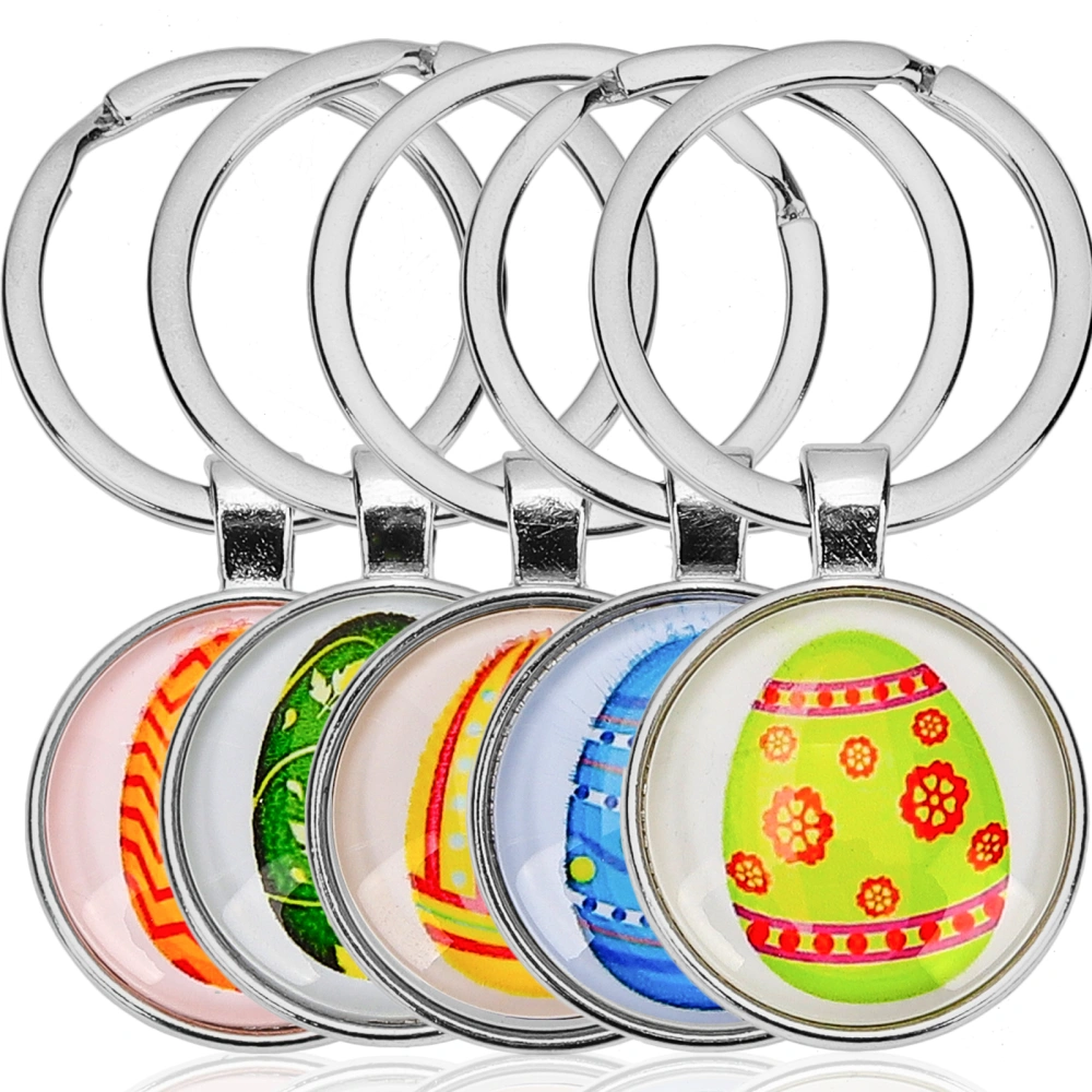 5pcs Easter Egg Pendants DIY Charms Car Key Chain Metal Easter Hanging Decor