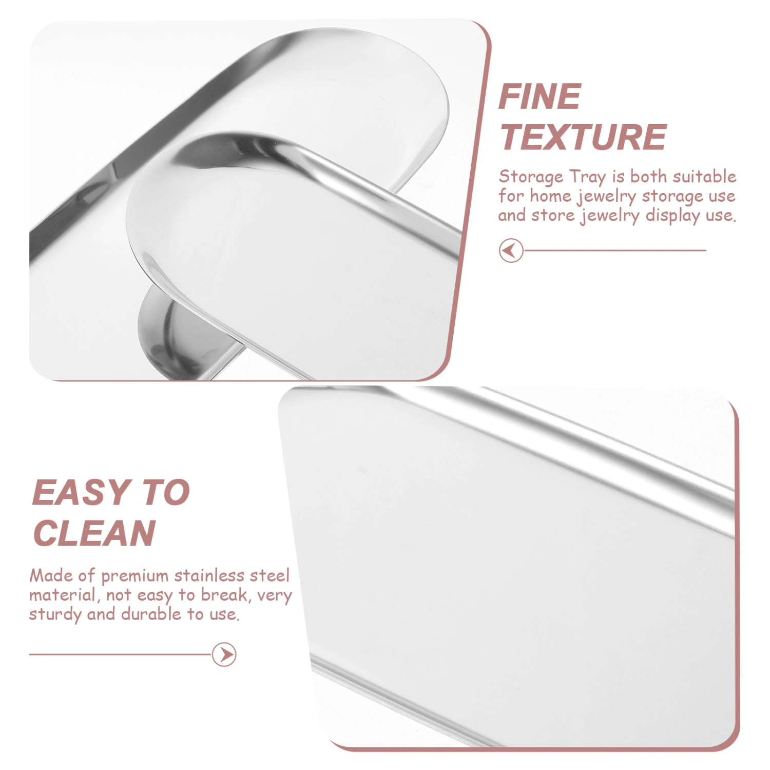 2pcs Oval Metal Jewelry Tray Stainless Steel Jewelry Tray Desktop Jewelry Display Plate