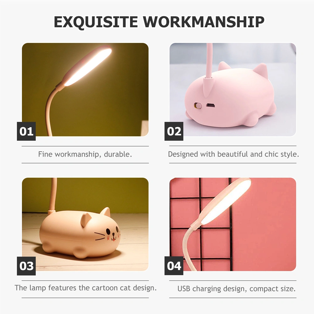 Cat Desk Lamp Cartoon Table Lamp USB Rechargeable Table Lamp Kids Night Lamp