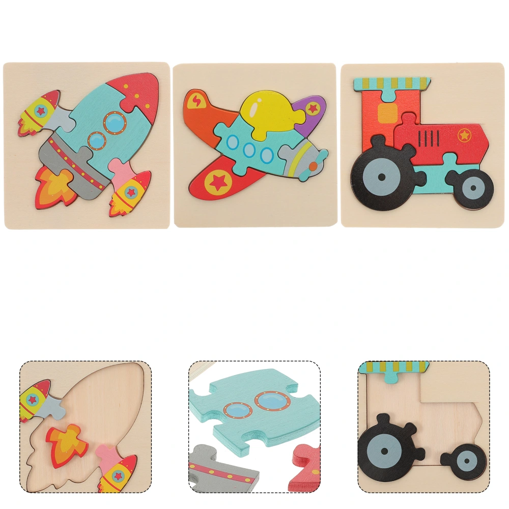 3pcs Early Education Wooden Puzzle Cartoon Crafts Classic Puzzle DIY Gift Home Decor