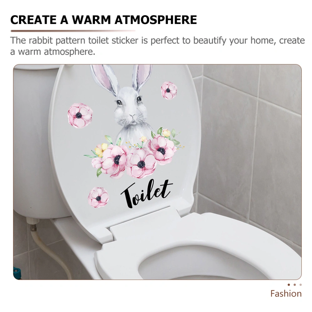 3Pcs Toilet Seat Sticker Adhesive Rabbit Wall Decal Removable Wall Stickers Home Decor