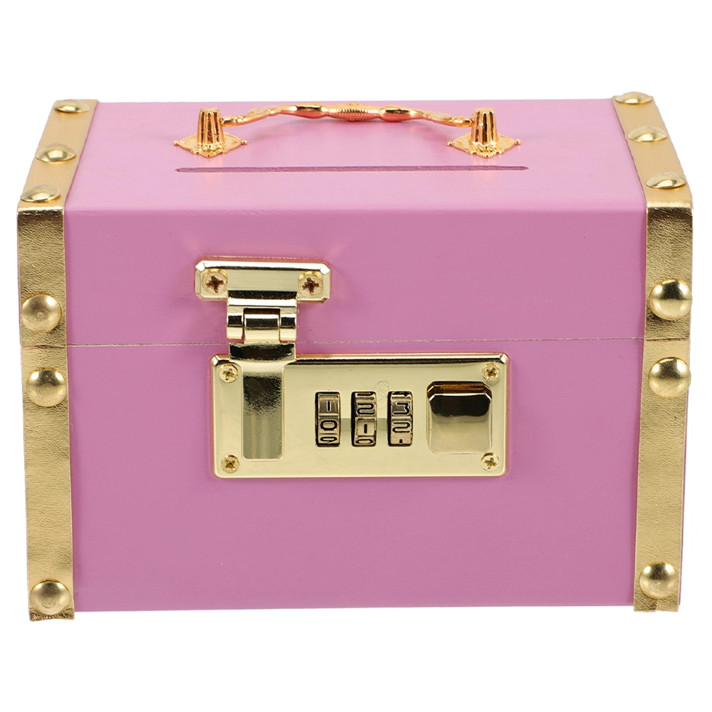Wooden Piggy Bank Vintage Treasure Storage Box Coin Change Holder with Coded Lock