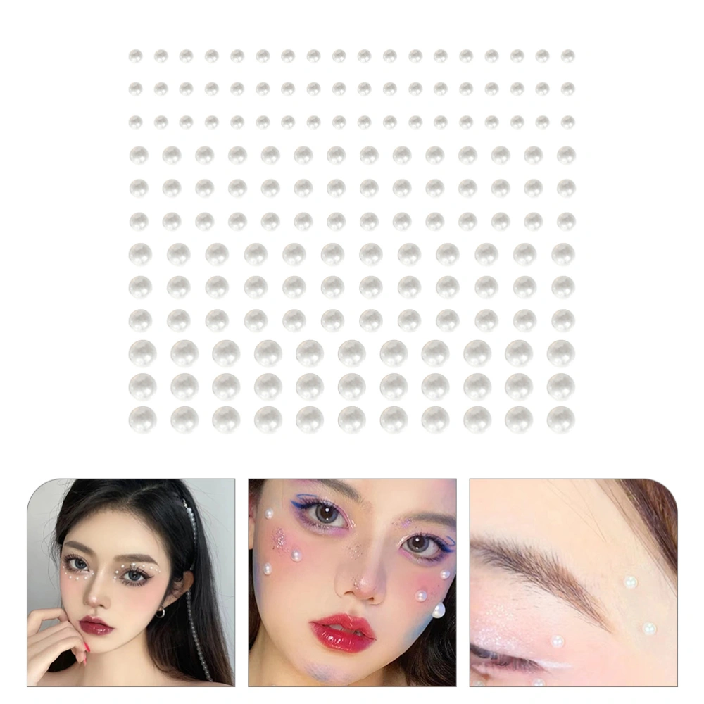 6 Sheets Face Pearls Makeup Jewels Body Gems Stick On Pearls Gems for Face Craft DIY