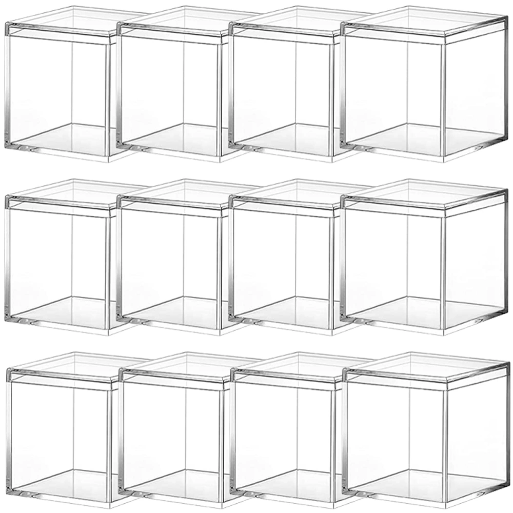 12pcs Clear Transparent Acrylic Candy Boxes Display Small Acrylic Boxes with Lid