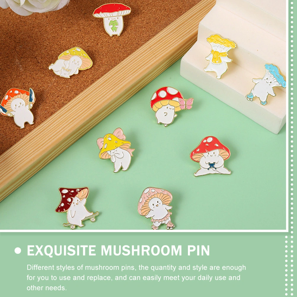 10Pcs Small Mushroom Brooch Adorable Cartoon Brooch Mushroom Pin Lapel Pin Lovely Brooch