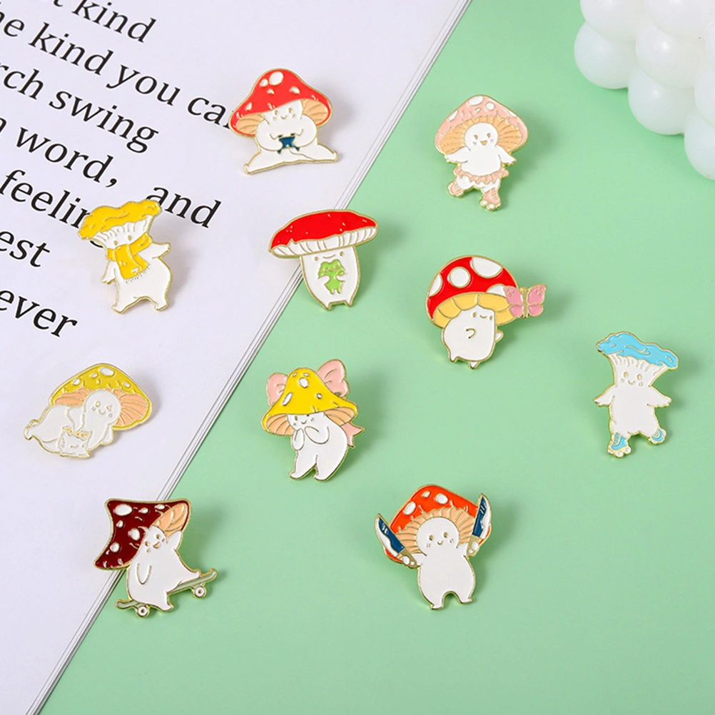 10Pcs Small Mushroom Brooch Adorable Cartoon Brooch Mushroom Pin Lapel Pin Lovely Brooch