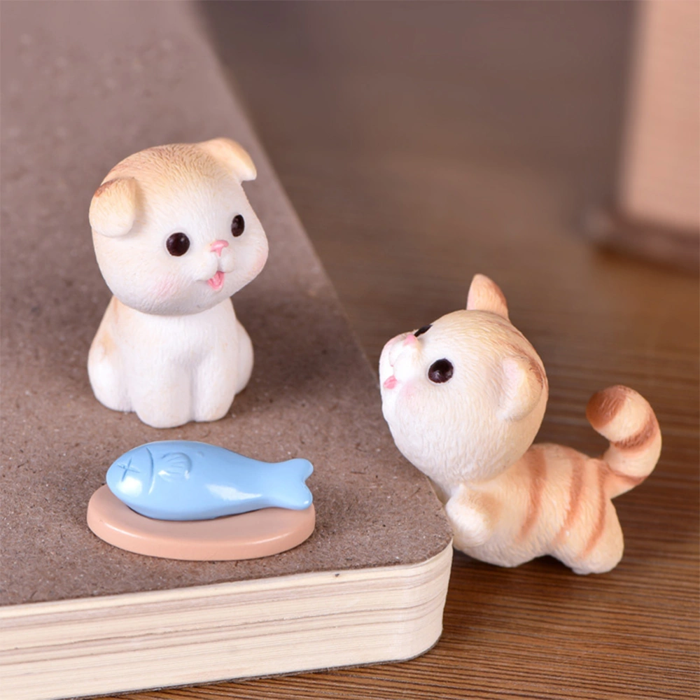 6pcs Cartoon Kitten Statue Decor Adorable Cat Figurine Ornament Microlandscape Layout Model