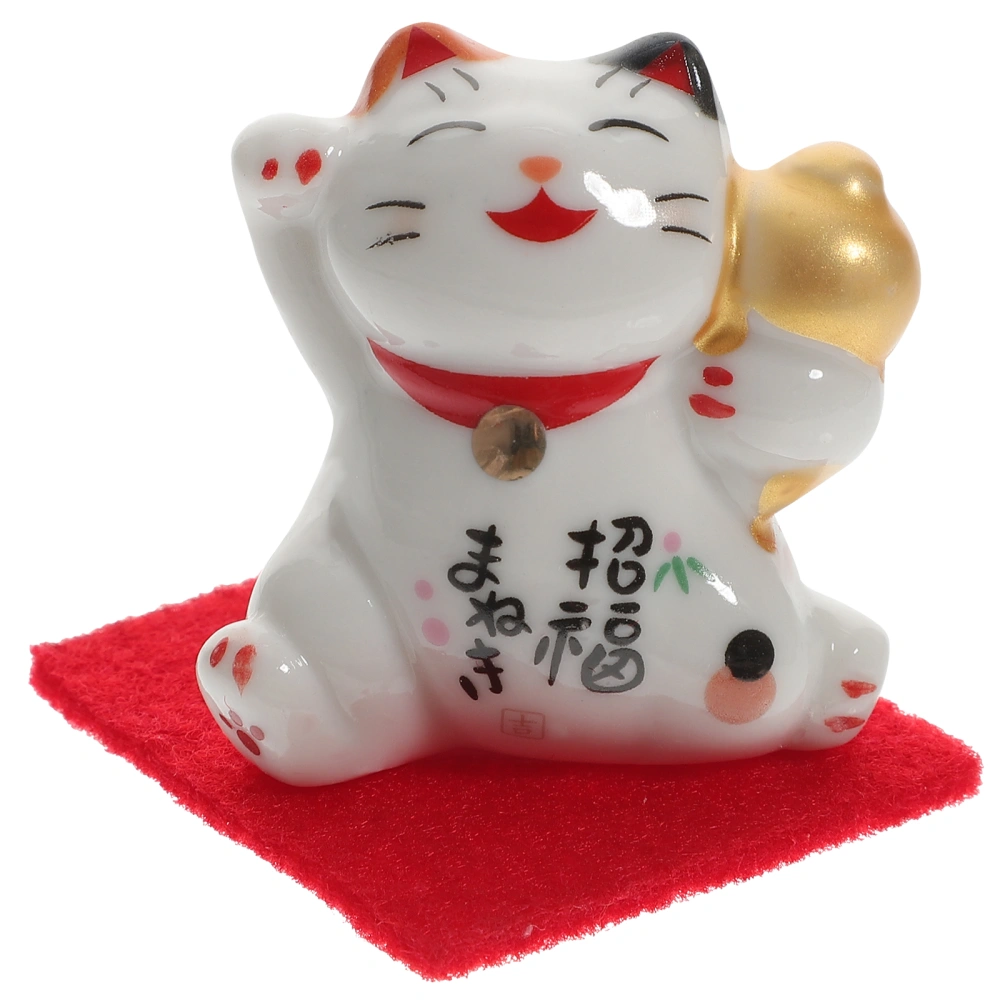 Japanese Style Mini Cat Statue Creative Chopstick Rest Ceramic Cartoon Kitten Figurine Decor