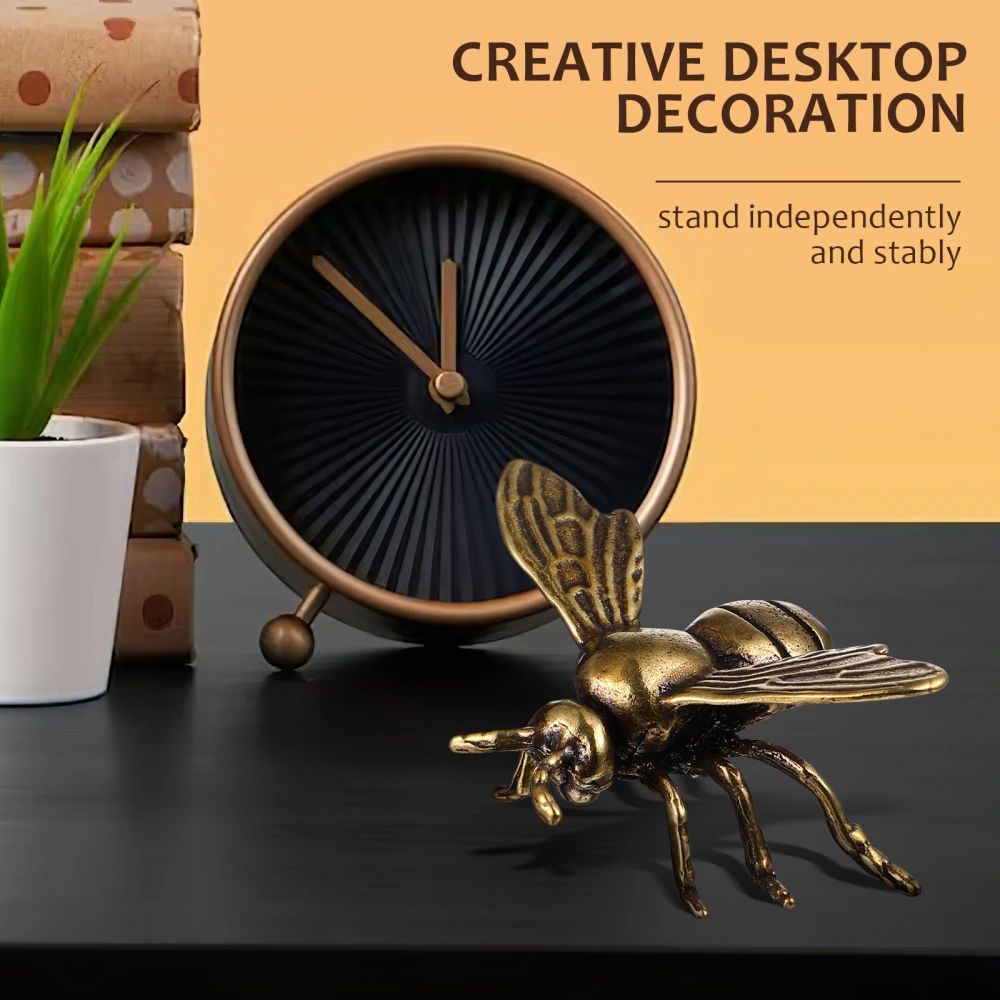 2 Pcs Brass Bee Ornaments Small Bee Figurines Home Desktop Decorations