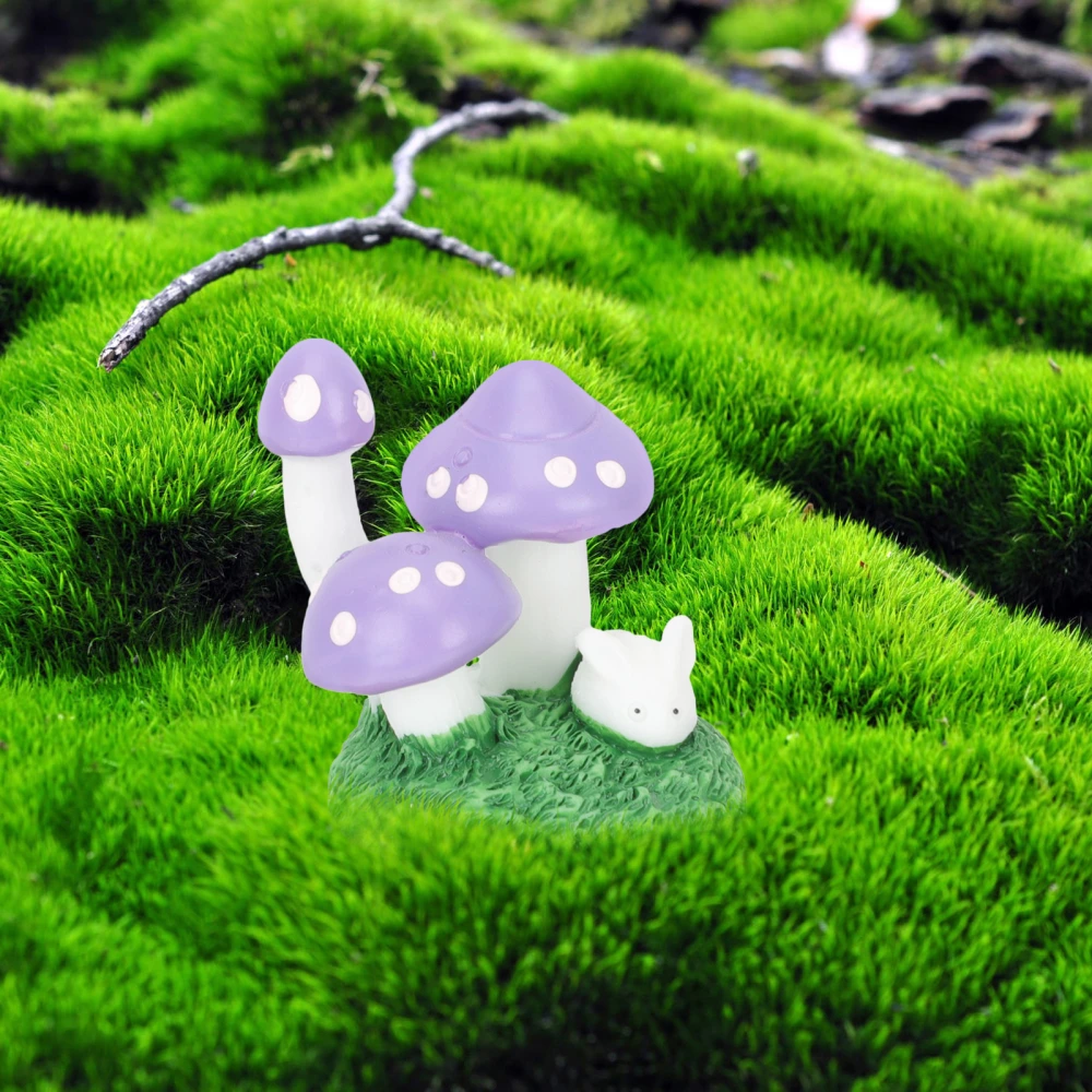 5pcs Mini Mushroom Miniature Animal Mushroom Ornament Bonsai Resin Craft Decor