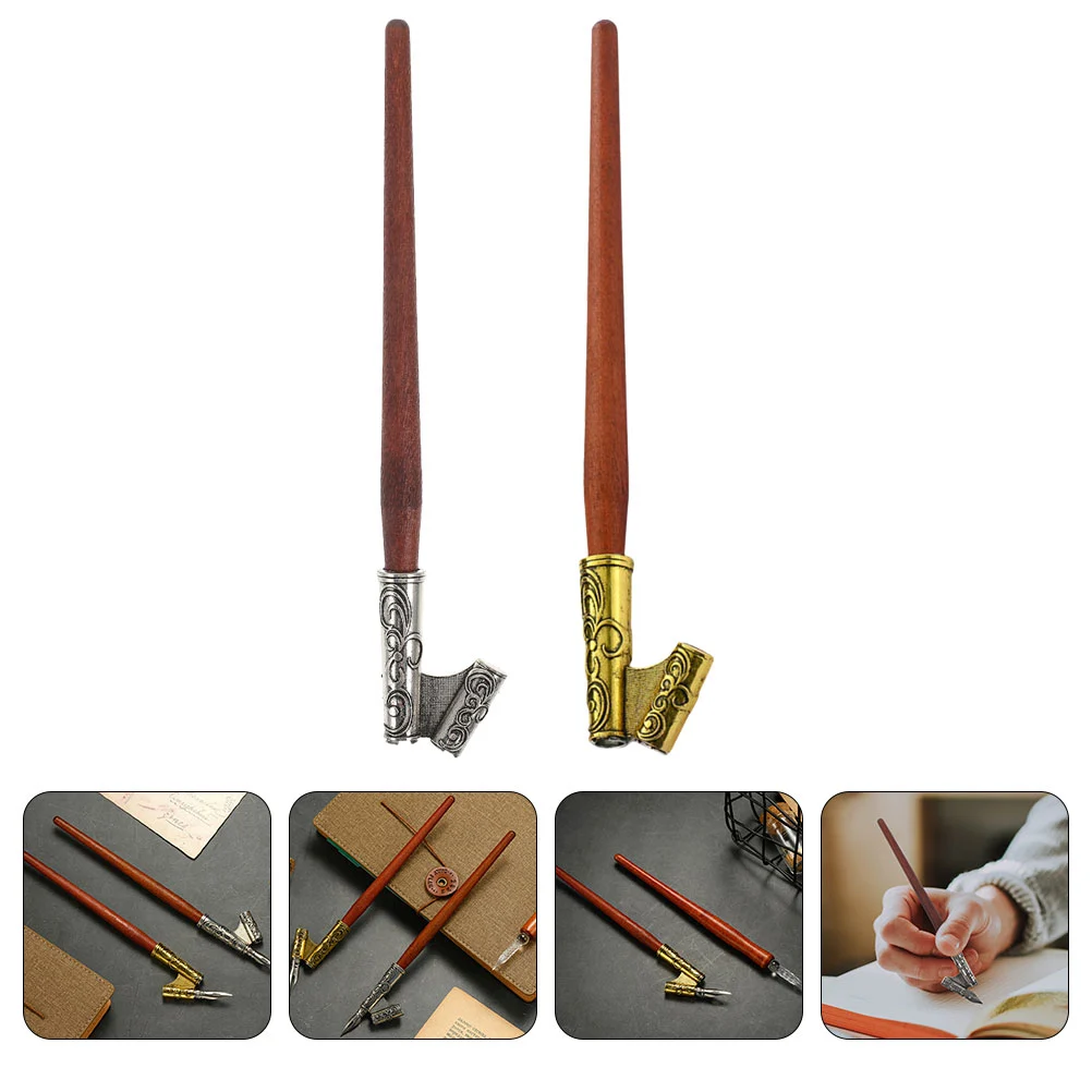 2pcs Calligraphy Pen Holder Dip Pen Handle Oblique Nib Pen Holder for Writing Calligraphy
