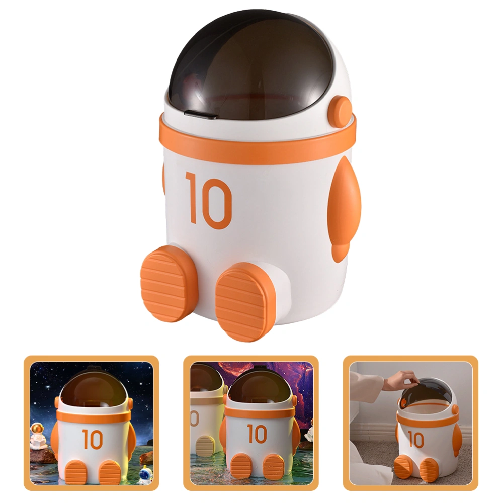 Trash Can with Lid Cartoon Spaceman Design Waste Paper Bin Waste Basket Trash Can