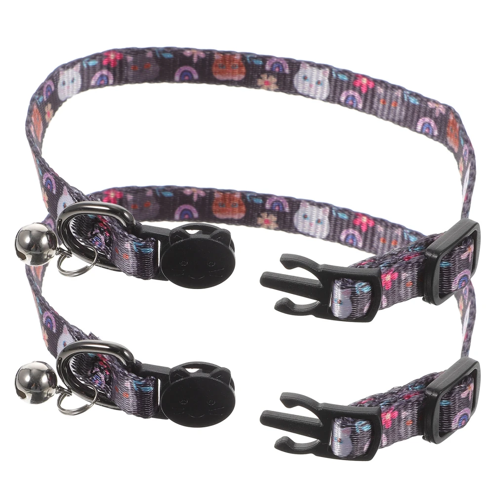 2Pcs Cat Collar Breakaway with Bell Adjustable Safety Kitten Collar for Girl Boy Pet Gifts