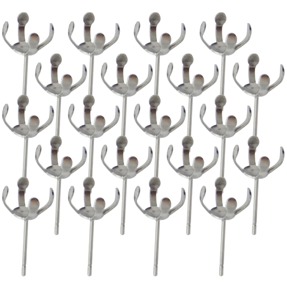 20pcs Ear Stud Posts Claw DIY Earring Accessories Pearl Jewelry Making Supplies for Women