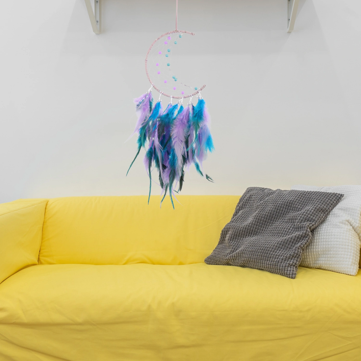 Moon Dream Catcher with Light Girls Room Hanging Decor Bedroom Decoration Gift