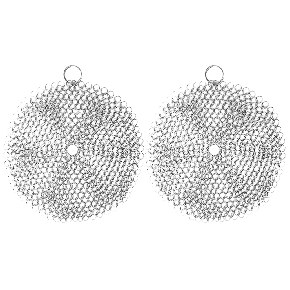 2Pcs Stainless Steel Pot Cleaner Chain Scrubber for Skillet Pot Scrub Net Pot Wok Chain Scrubber