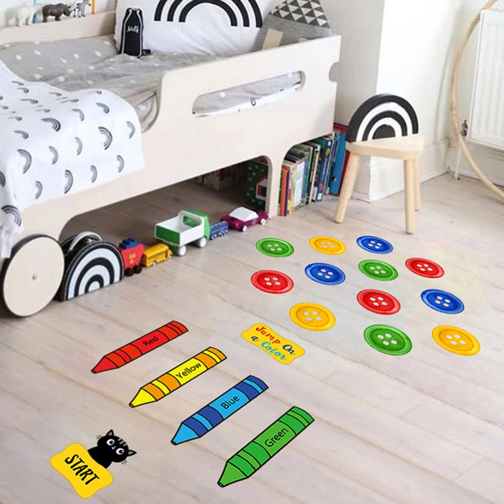 1 Set Pencil Button Floor Sticker Educational Color Recognition Games Decals Funny Floor Decals