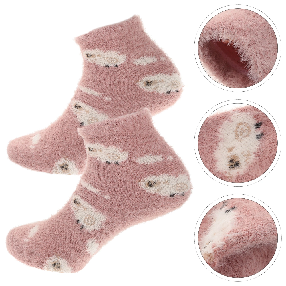 1 Pair Winter Socks Cartoon Thermal Medium Tube Socks Thick Warm Casual Socks