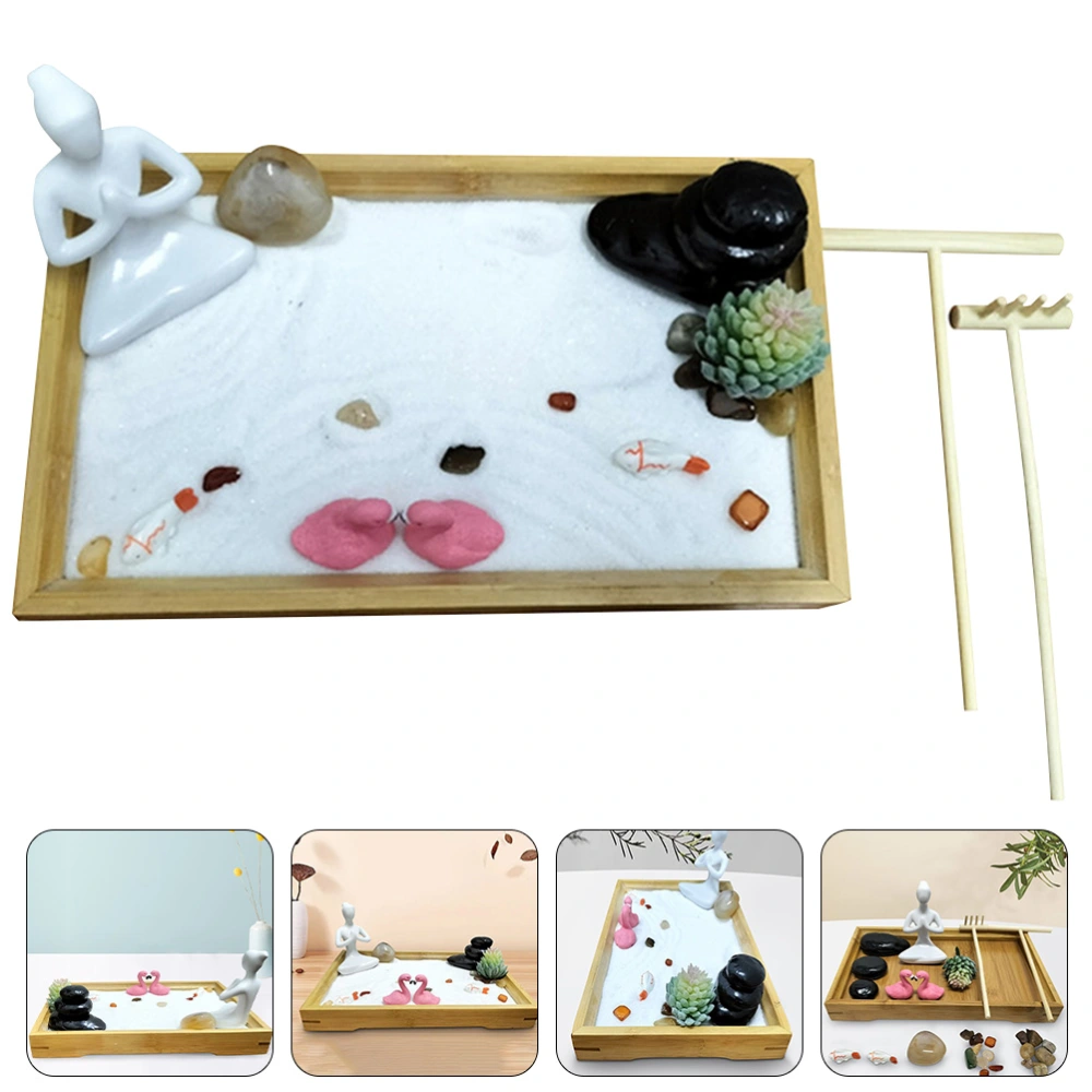 1 Set Desktop Zen Garden Kit Garden Sand Box Decoration Meditation Zen Garden Kit