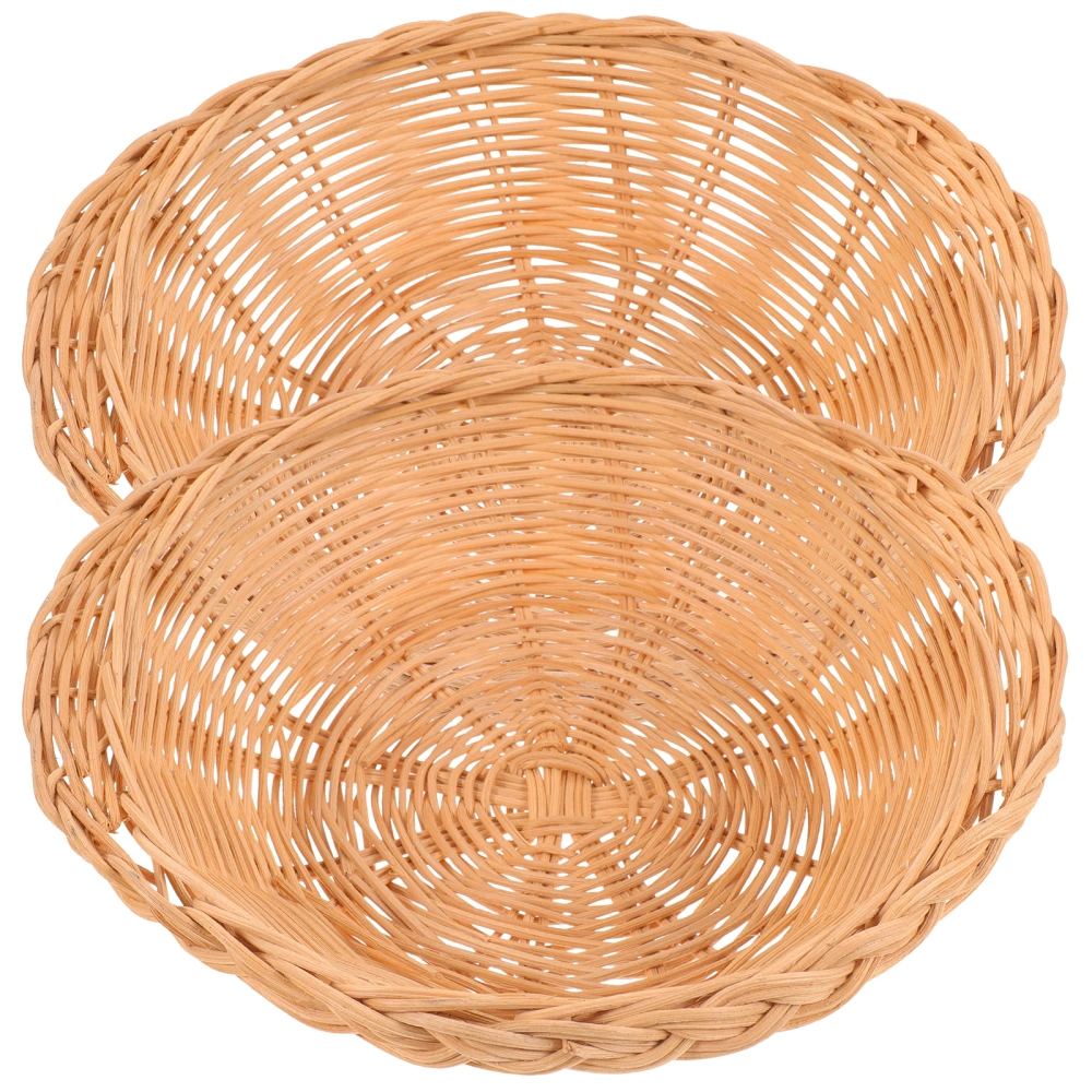 2pcs Household Large-capacity Rattan Basket Fruit Vegetable Storage Basket Open Design Basket