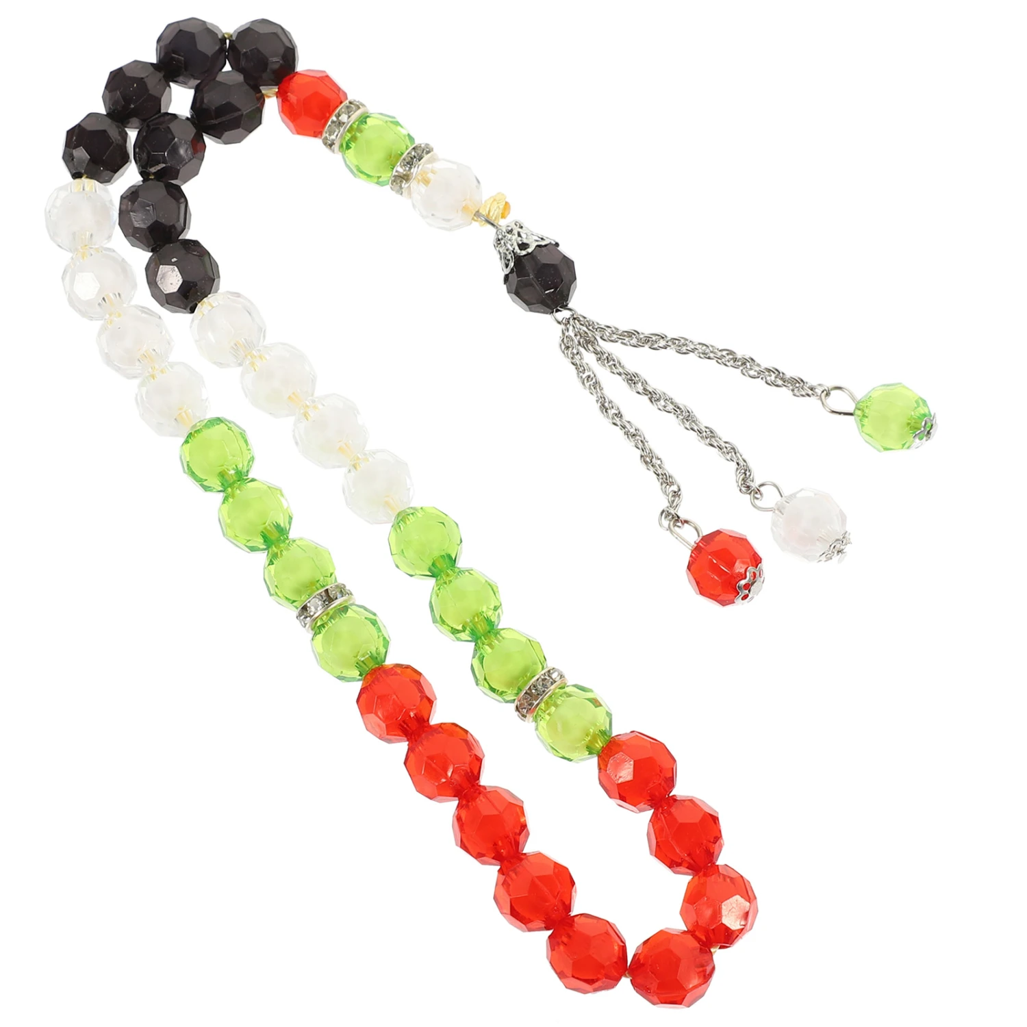 6pcs Prayer Beads Bracelet Acrylic Worry Beads Rosary Muslim 33-beads Bracelet With Tassel