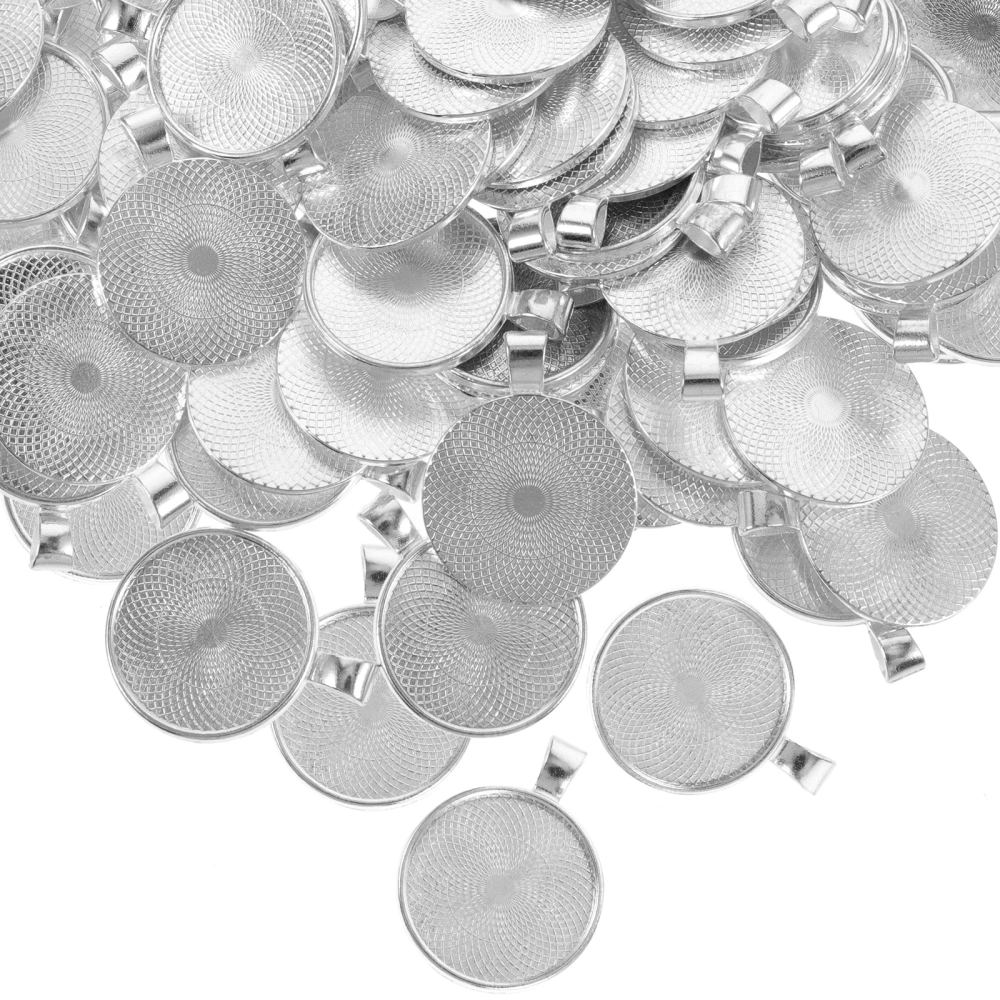 100pcs Pendant Trays Round Pendant Tray Alloy Tray Charms Bezel Pendant Trays for Jewelry Necklaces