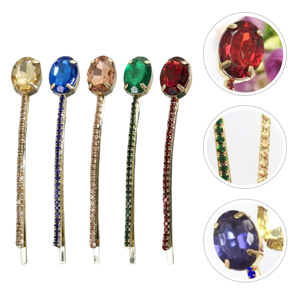 5pcs Decorative Bobby Pins Rhinestones Crystal Hair Pins Barrettes for Women Girls