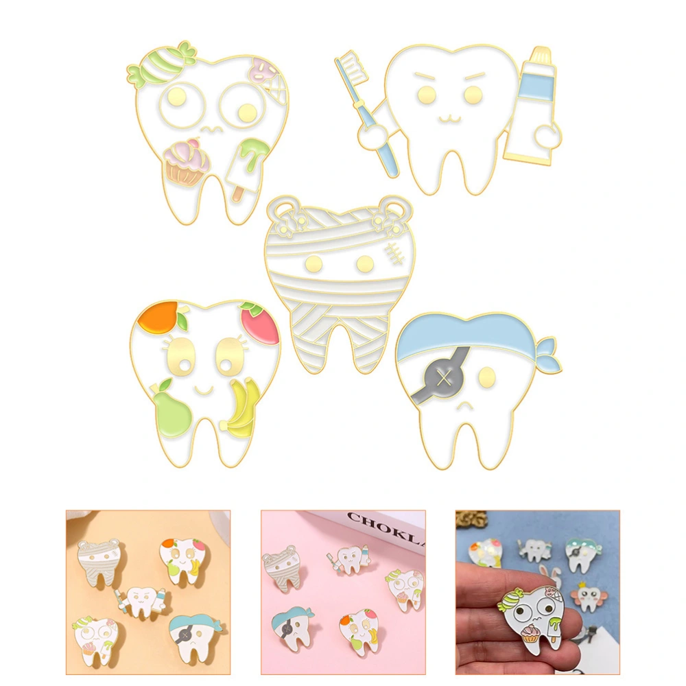 5Pcs Dentist Brooch Clips Kids Funny Teeth Brooch Pin Women Men Clothes Badge Pin Decors