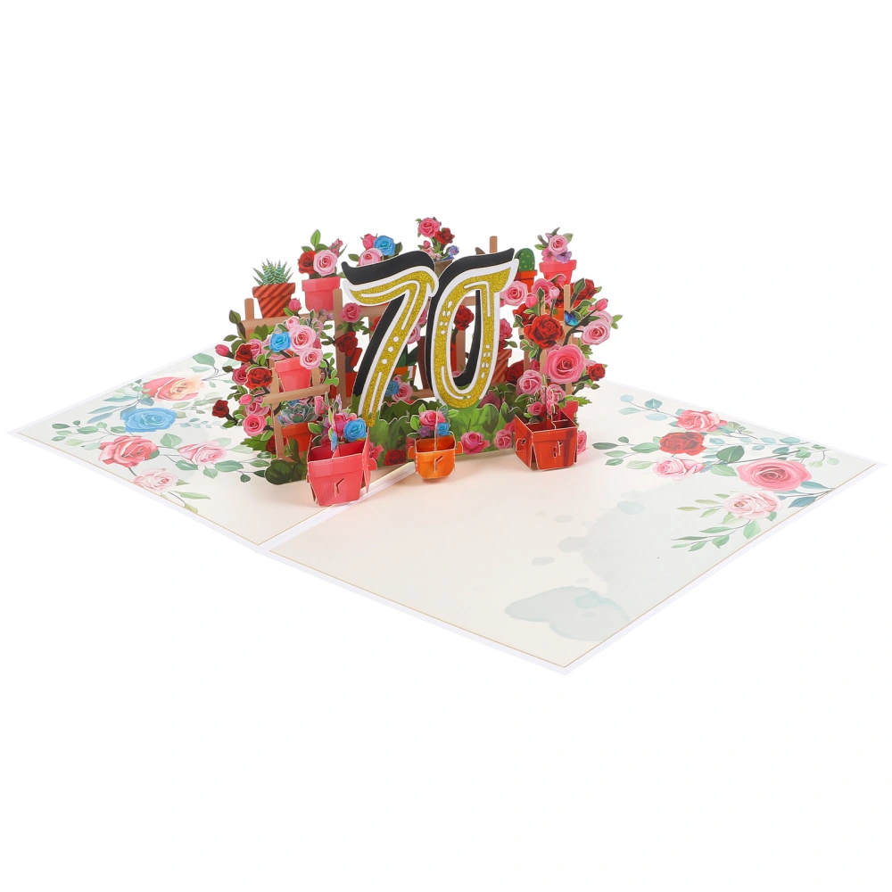 Exquisite 3D Greeting Card Luxuriant Flower Pattern Anniversary Greeting Card Pop-up Paper Card