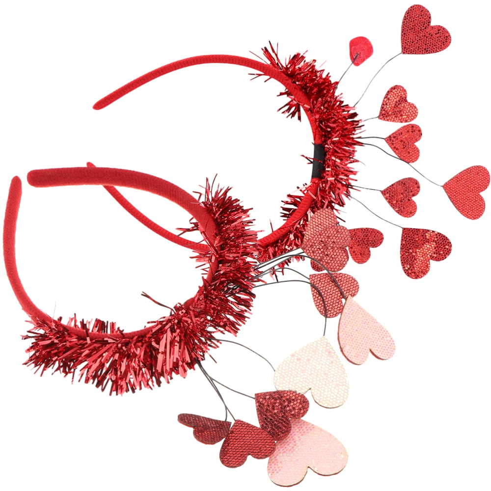 2pcs Valentine Headbands Holiday Headpieces Party Heart Headbands Hair Accessories