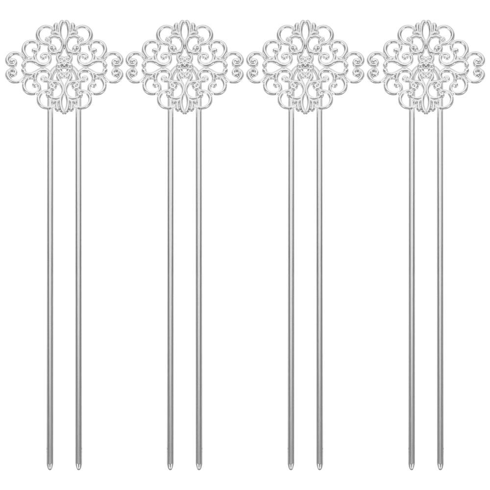 4pcs Hair Forks Vintage Hair Pin Hair Bun Fork Metal Hair Stick for Women Girls