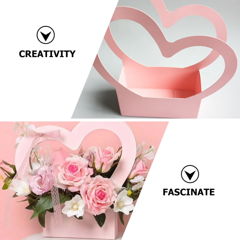 4Pcs Flower Wrapping Boxes Handheld Bouquet Box Heart Floral Case Paper Flower Boxes