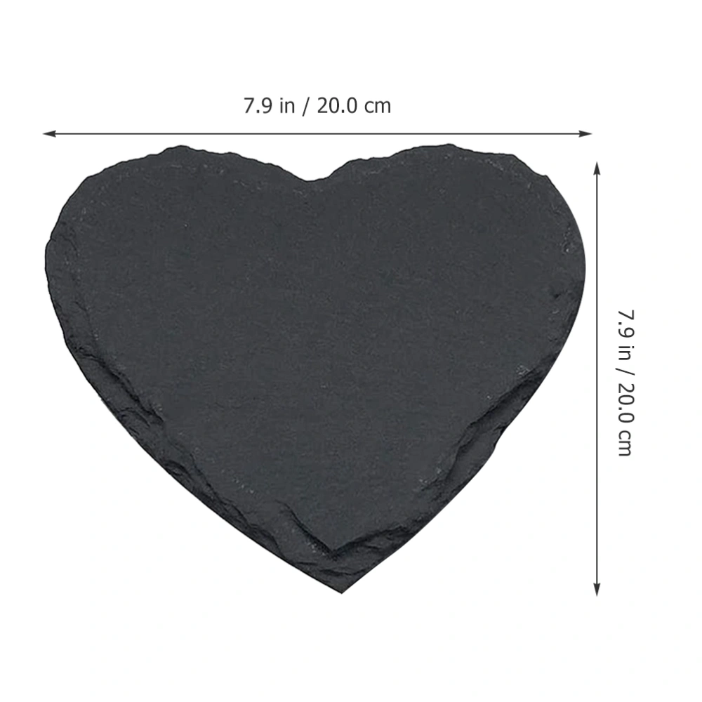 2Pcs Natural Slate Steak Plate Heart Shaped Dessert Dish Dinner Plate Food Storage Plate