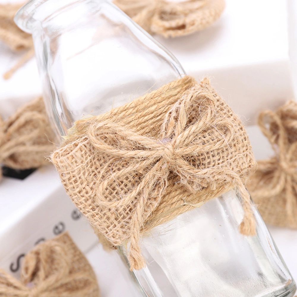 15Pcs Small Rustic Burlap Bows Wedding Birthday Party Christmas Decoration Ornament