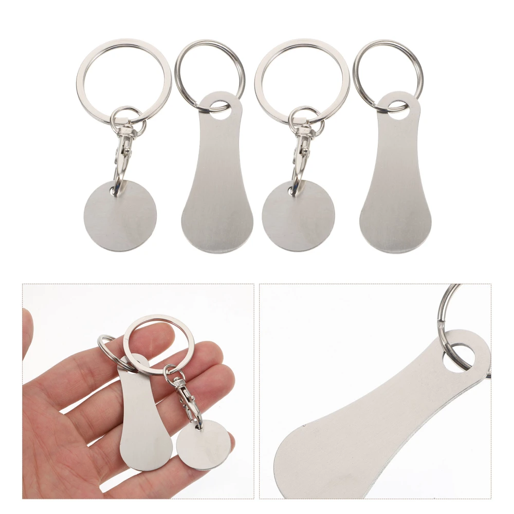 4pcs Key Ring Metal Shopping Trolley Tokens Shopping Cart Coin Key Rings