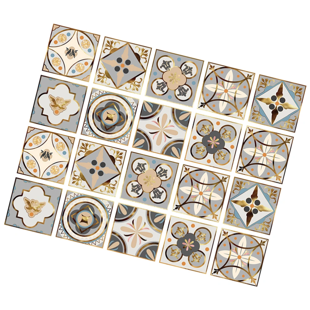 20pcs Square Tile Stickers DIY Tile Decals Decorative Tile Stickers for Bathroom