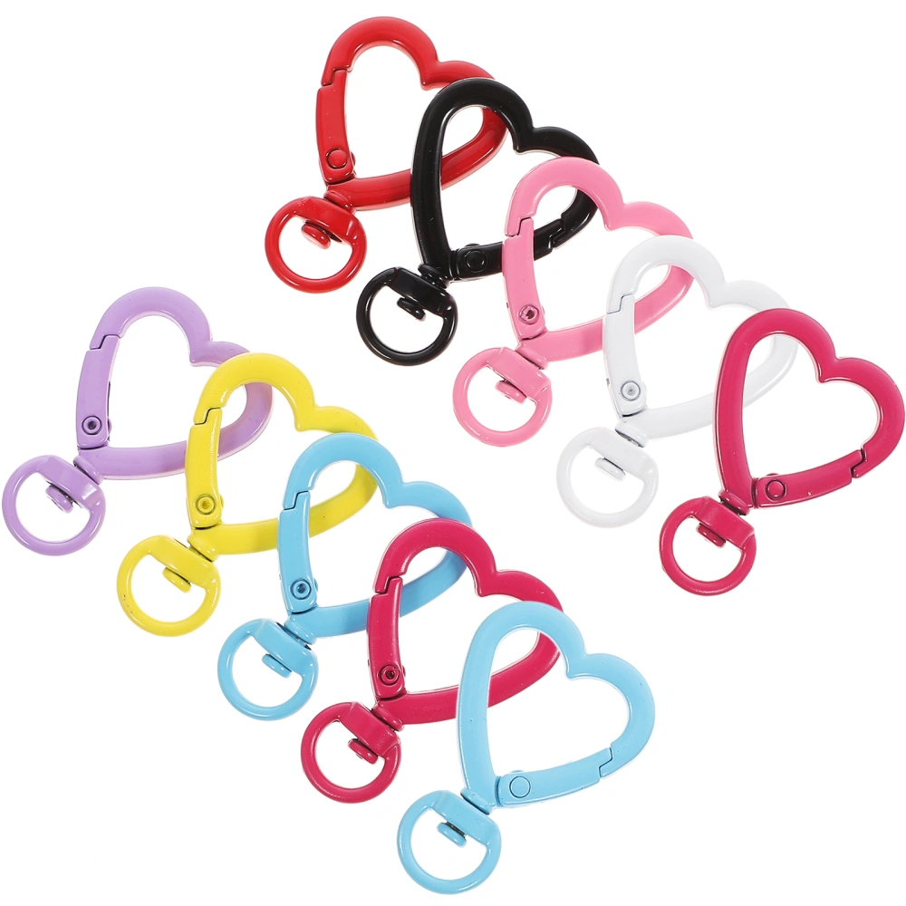 10Pcs Heart Clasp Keychian Clip Swivel Lobster Clasp Snap Hook Hanging Buckle Keyring Clip Mixed Color