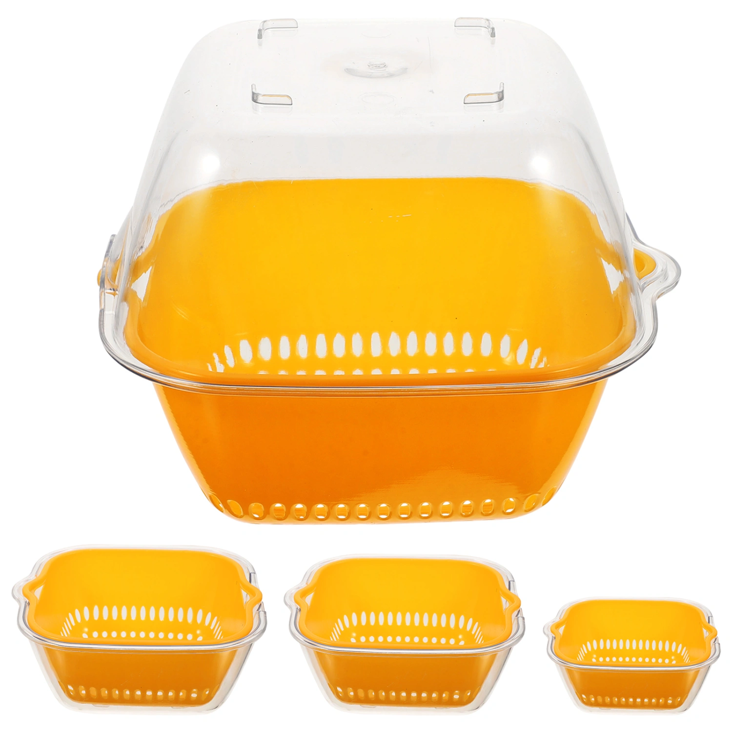 4pcs Plastic Strainer Bowl Double Layered Colander Bowl Fruit Vegetable Washing Basket