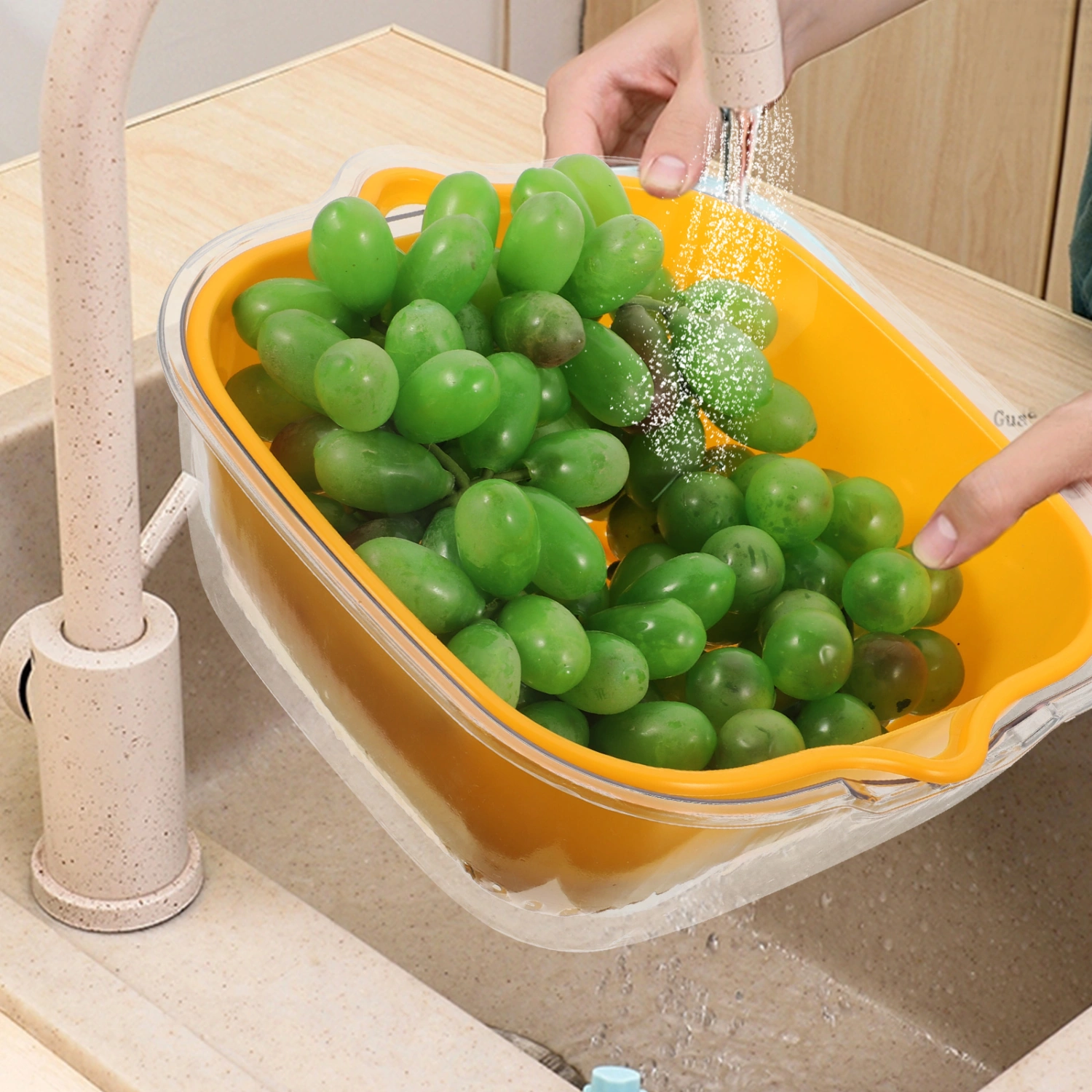 4pcs Plastic Strainer Bowl Double Layered Colander Bowl Fruit Vegetable Washing Basket